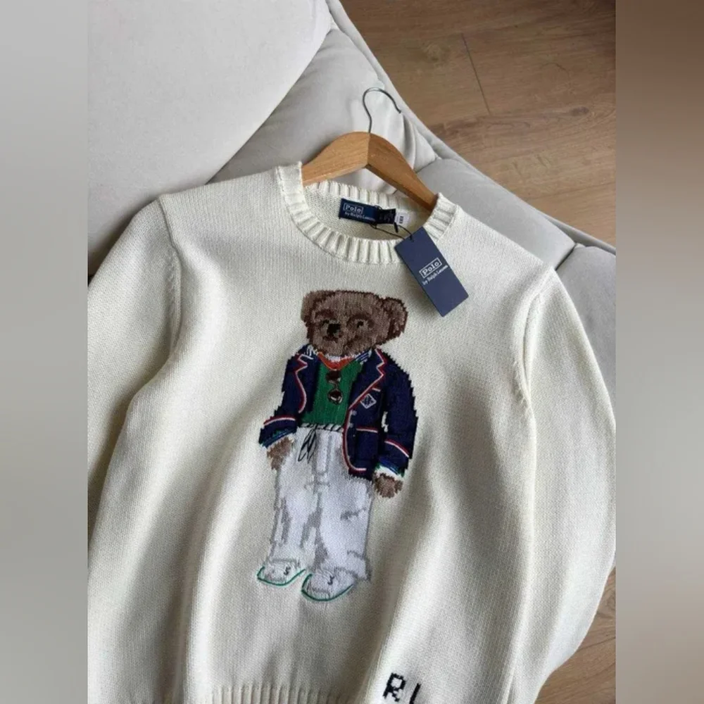 White Polo Ralph Lauren Bear Sweater - Picture 2 of 7